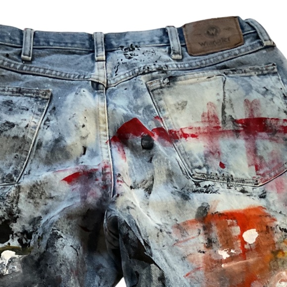 Hand Painted Vintage Jeans - Abstract Design - Picture 12 of 13